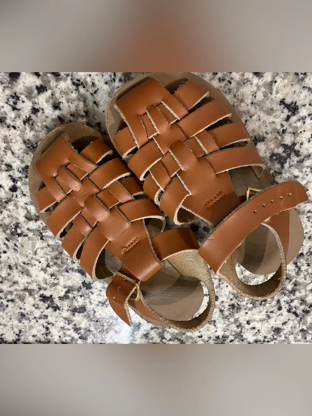 Classic Kids Fisherman Sandals in Tan with Buckle
